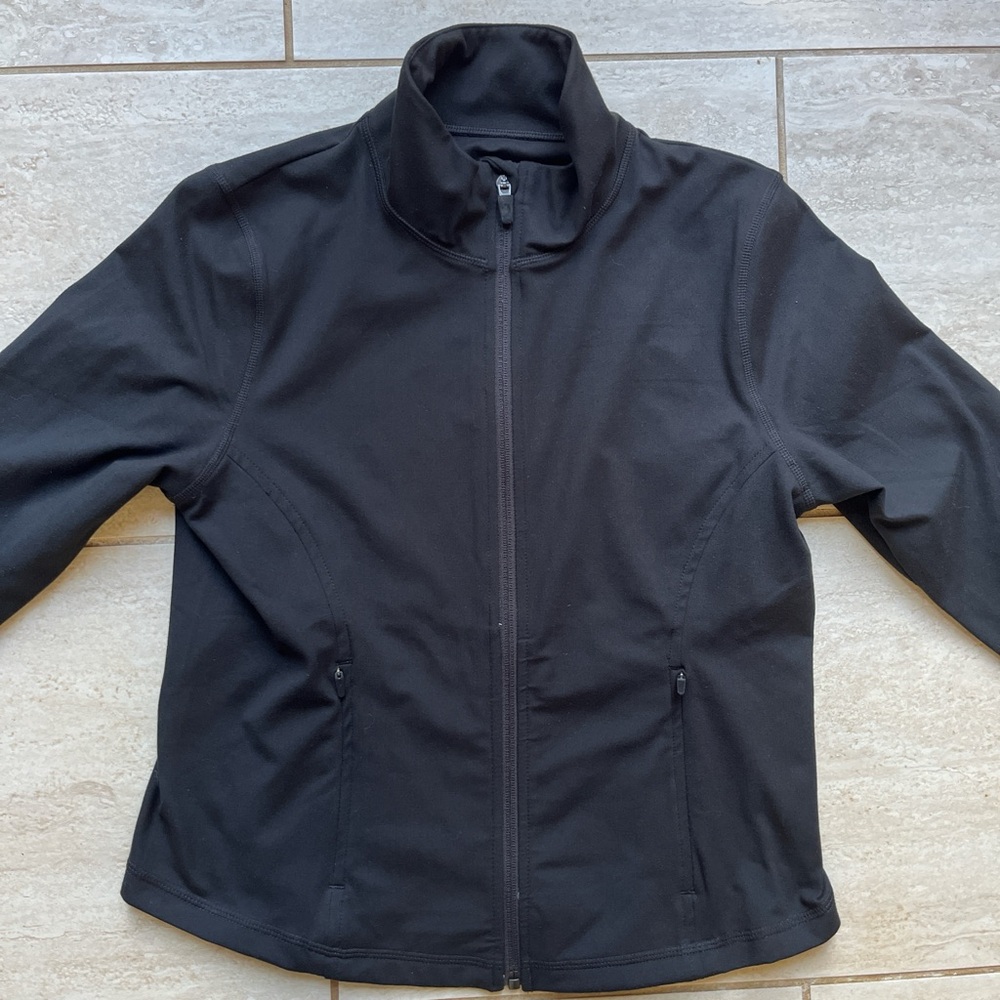 Champion Black Athletic Zip Up Jacket Buttery Soft Fitted Activewear M